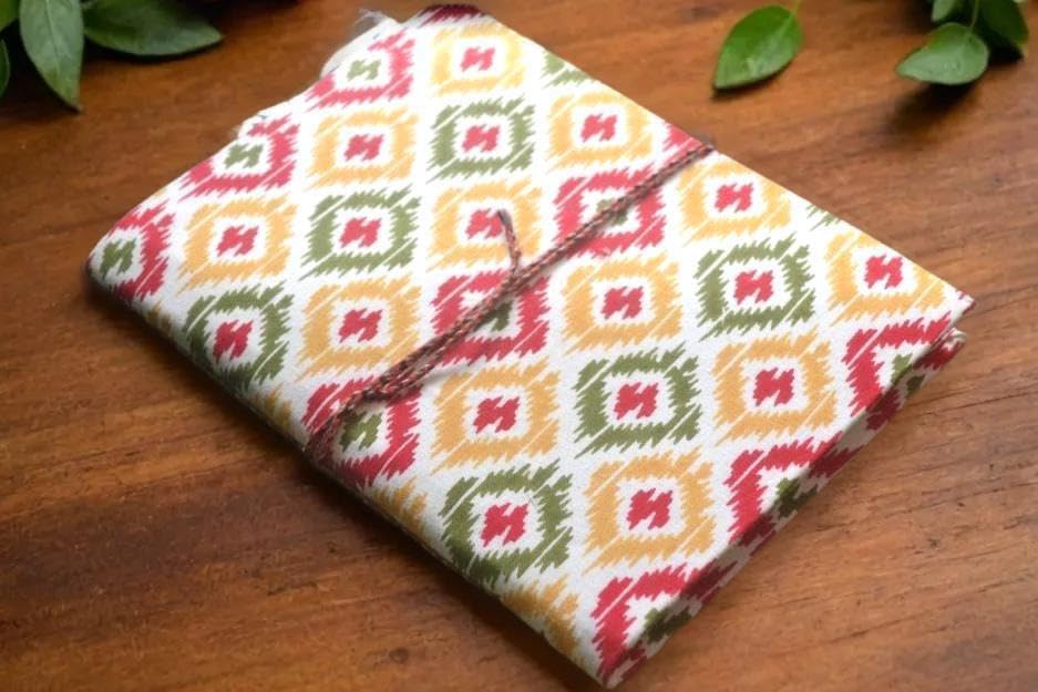 White Doodle Diary Notebook Fabric Stitched Gift sketchbook journal A5 Diaries Unruled Thick 200 Pages Handcrafted Drawing Book