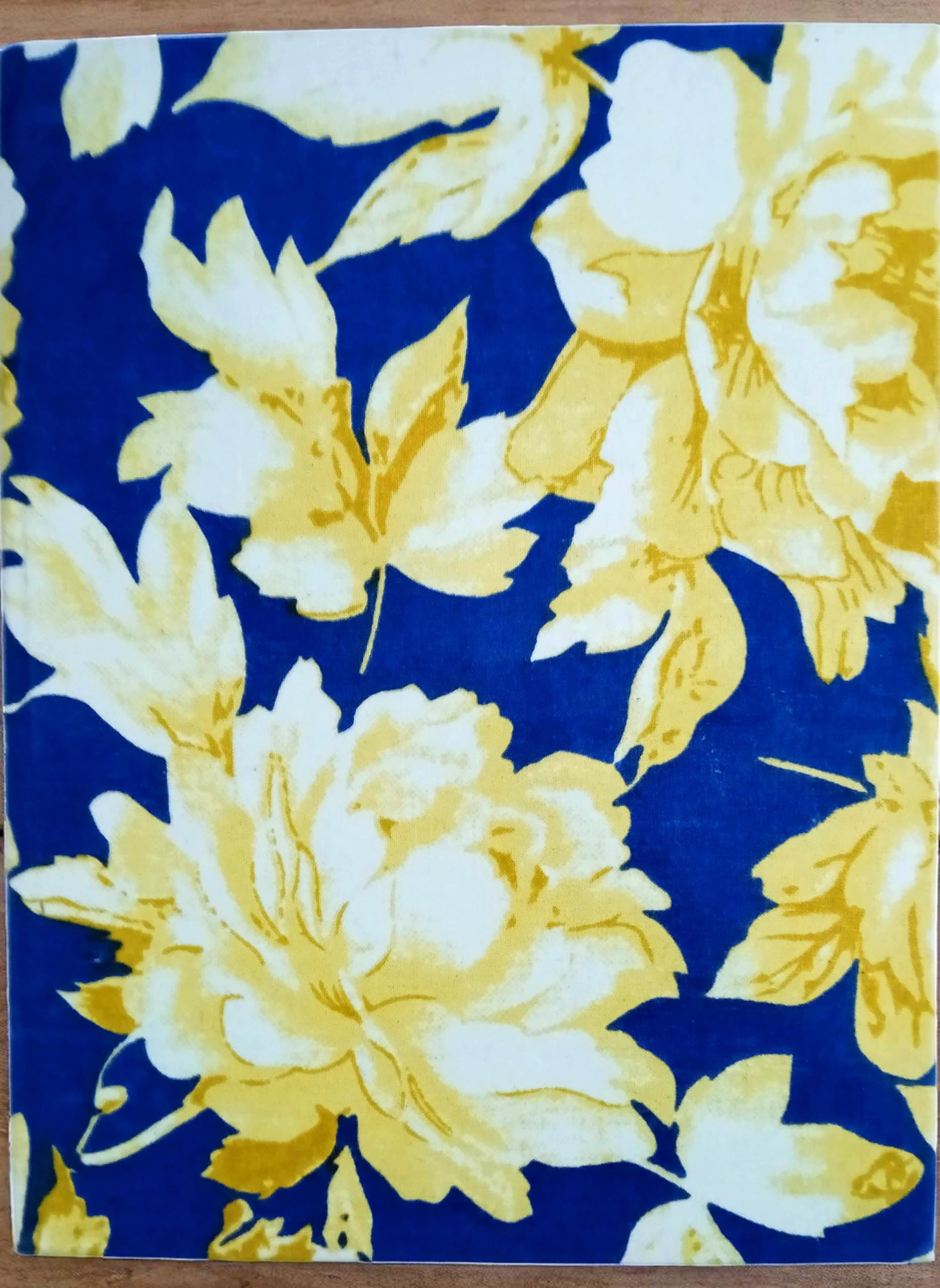 Blue Marigold Handmade Fabric Hardbound Diary Notebook A5 | 200 Unruled Thick Pages | Handcrafted Sketchbook Journal | Portable Travel Diary Gift for Writing, Drawing, Artists, Students