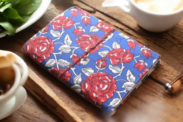 Festive Gift Set: A5 Handmade Floral Diary with Designer Fabric Cover & 6-Piece Handcrafted Diya Set – Perfect for Diwali, Celebrations & Home Décor