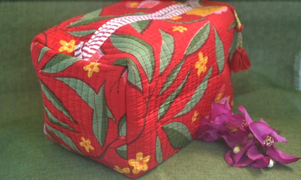 Travel Pouch Red Multi-Purpose Toiletry Organizer, Large Capacity, Durable Fabric, Zipper Closure for Beauty, Stationery, Personal Care – Ideal for Students, Professionals, Artists & Travelers