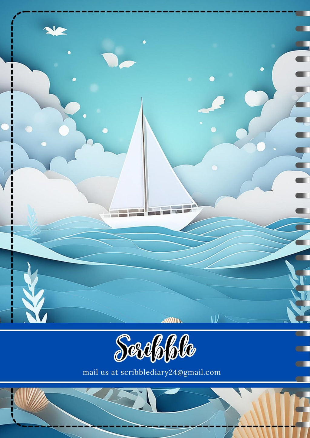 Handcrafted boat Spiral Bound Cartridge Paper Doodle Diary Gift Sketch Book Doodle Diaries Journal, 21cm x 15cm, 60 Pages, 155gsm, Hard Cover