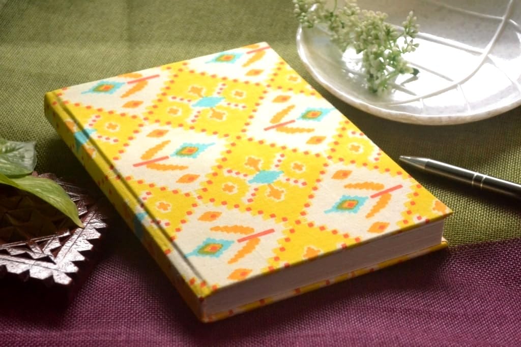 Handmade Block-printed Fabric Cover Doodle Diary Journal, 8 x 6 inches, 200 Pages Notebook, 130 GSM, Water-Resistant, Stain-Resistant Hard Bound