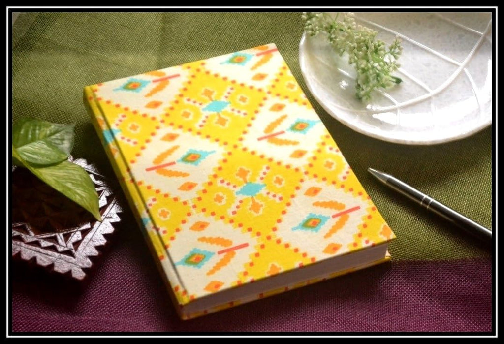 Handmade Block-printed Fabric Cover Doodle Diary Journal, 8 x 6 inches, 200 Pages Notebook, 130 GSM, Water-Resistant, Stain-Resistant Hard Bound