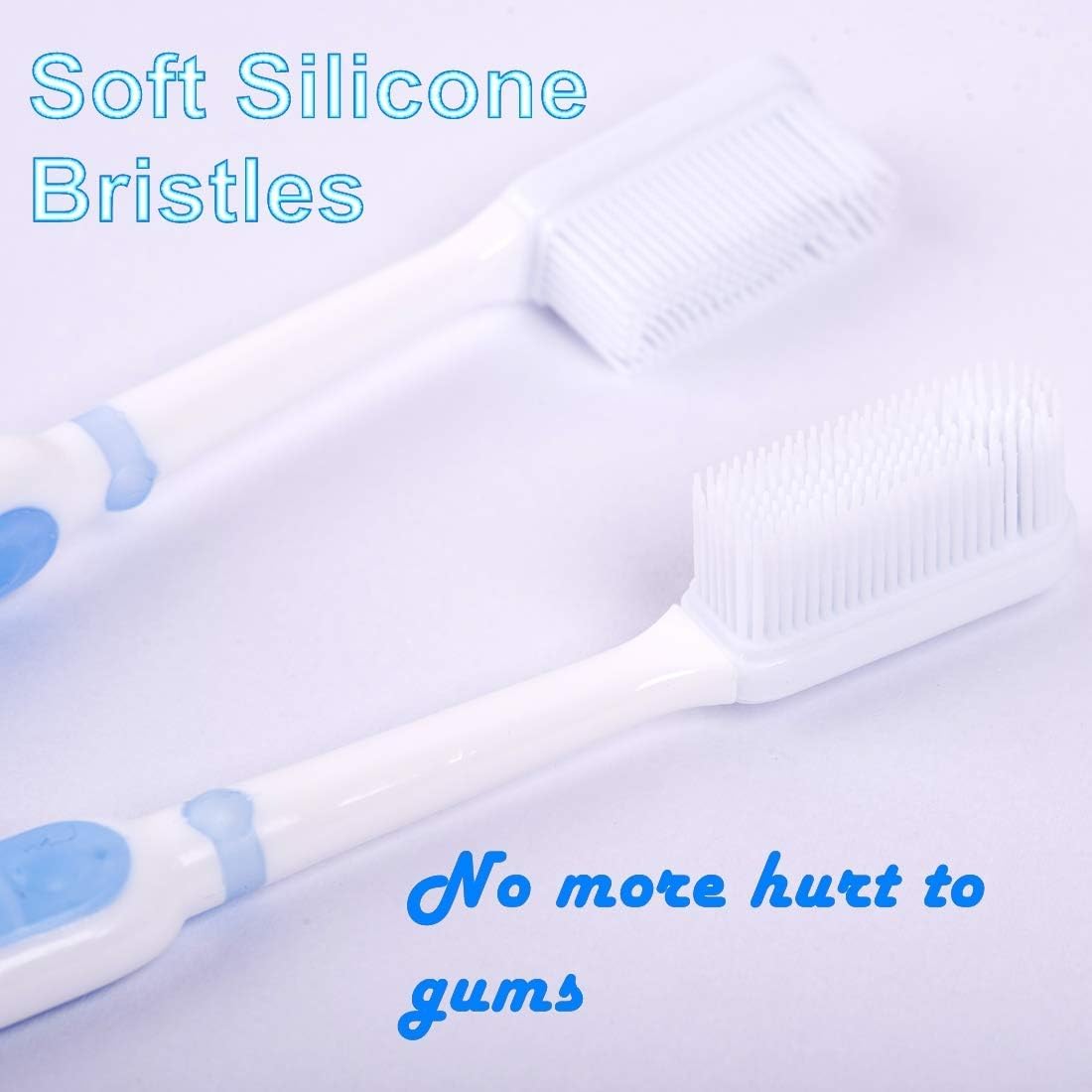 Combo Pack of 2 Extra Soft Silicone Toothbrushes (0.01mm Bristles, 2600+ Ultra-Soft Bristles, Gentle Gum Care, Safety Case) + 1 Stainless Steel Tongue Cleaner for Oral Hygiene