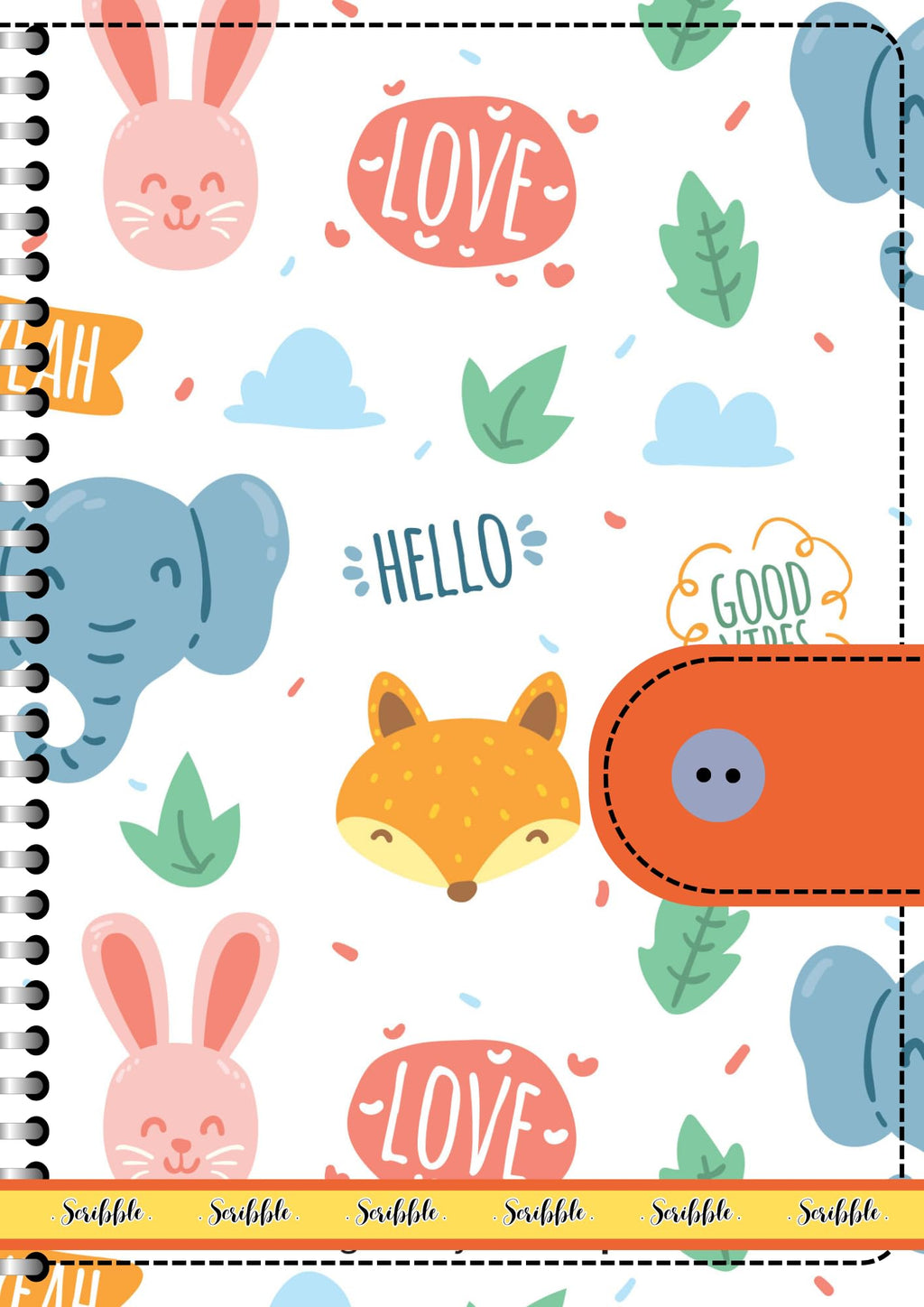 Handcrafted elephant Spiral Bound Cartridge Paper Doodle Diary Gift Sketch Book Doodle Diaries Journal, 21cm x 15cm, 60 Pages, 155gsm, Hard Cover Animal Print