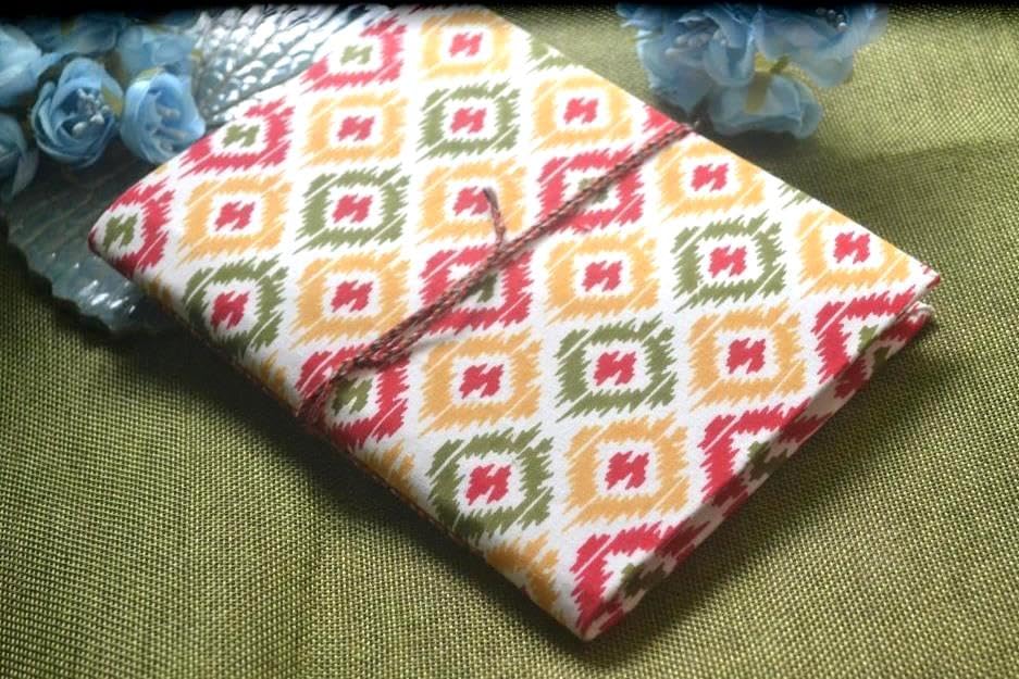 White Doodle Diary Notebook Fabric Stitched Gift sketchbook journal A5 Diaries Unruled Thick 200 Pages Handcrafted Drawing Book