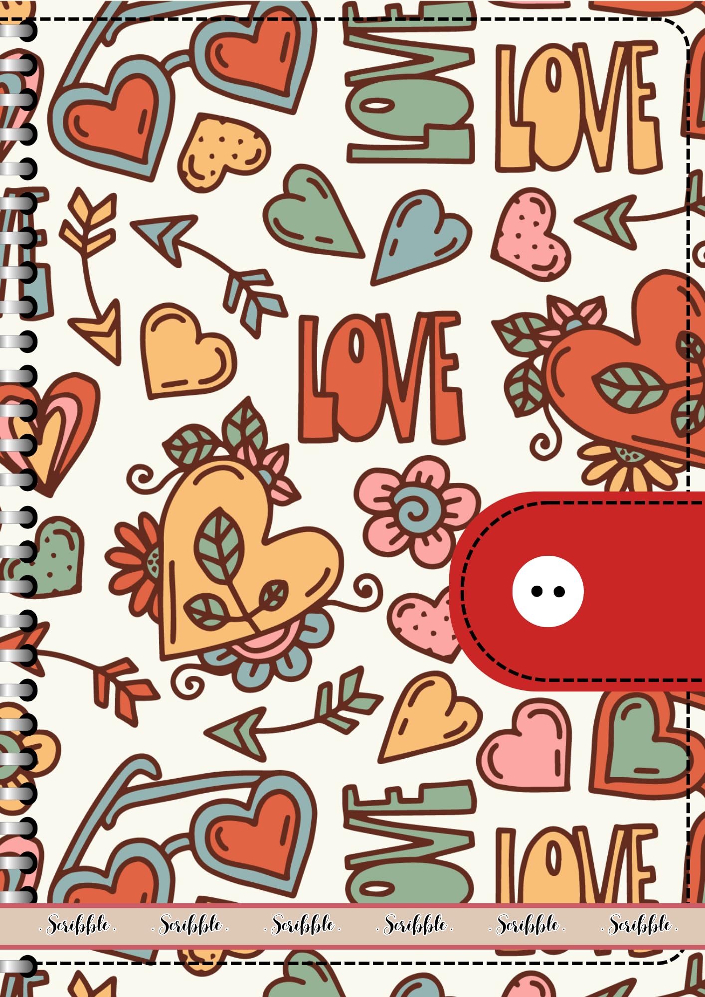 Handcrafted Cartoon Spiral Bound Doodle Diary Journal Gift Sketch Book Diaries, 21cm x 15cm A5, 60 Pages, 155gsm, Hard Cover Valentine Love gift, Thick Cartridge Paper