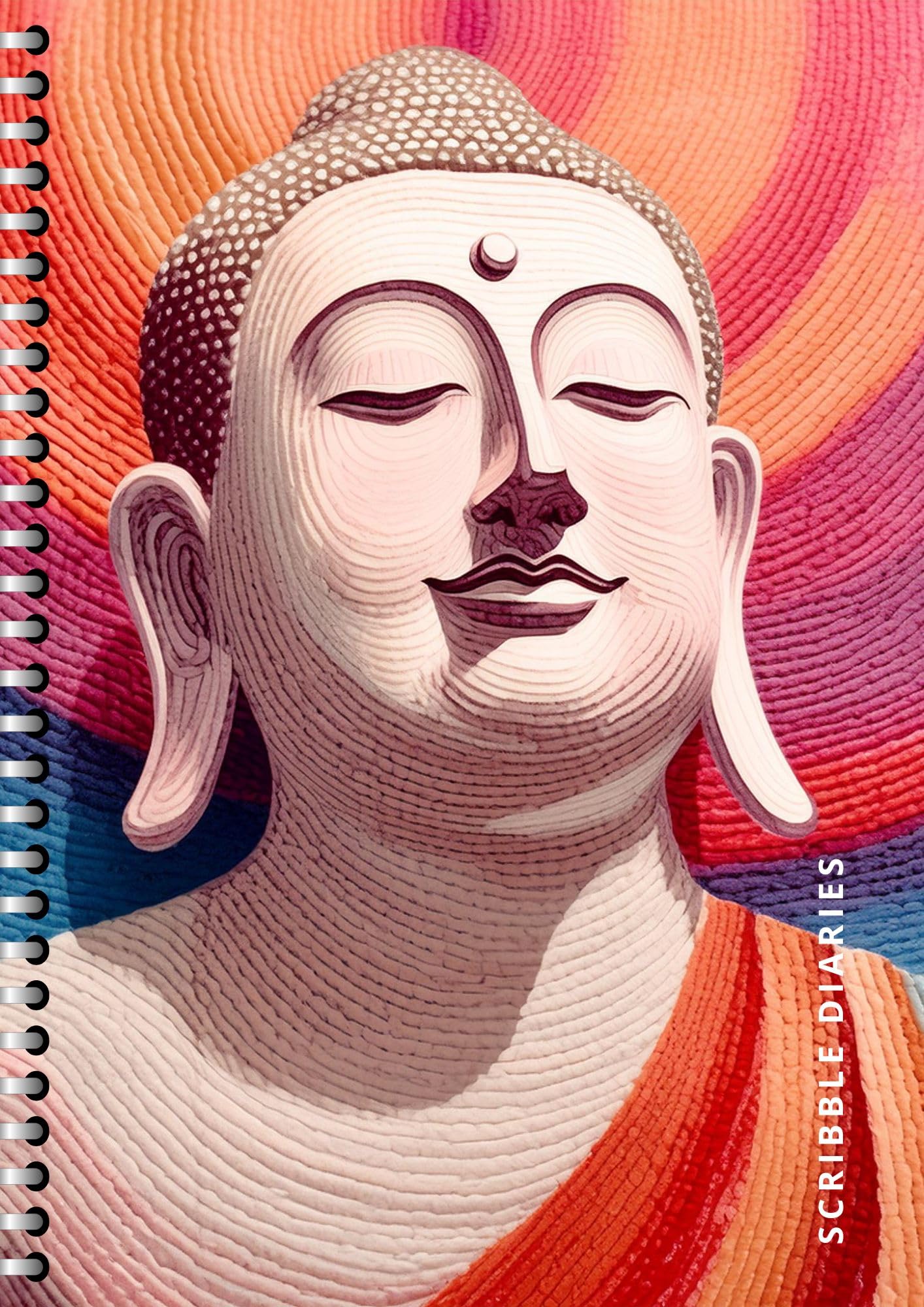 Handcrafted lord budh Spiral Bound Cartridge Paper Doodle Diary Gift Sketch Book Doodle Diaries Journal, 21cm x 15cm, 60 Pages, 155gsm, Hard Cover