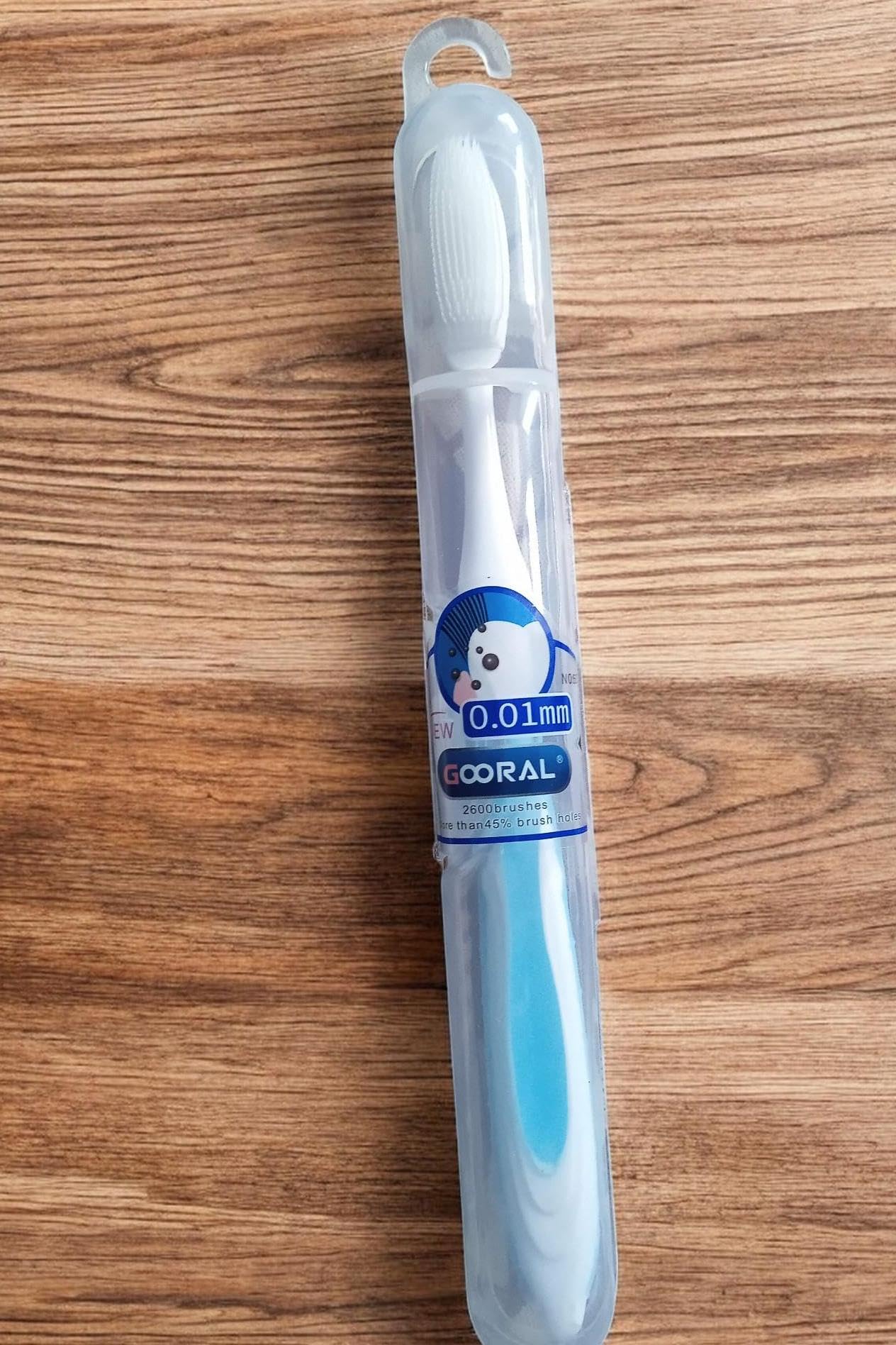 Extra Soft Silicone Toothbrush Combo – Adult Brush with 0.01mm Bristles (2600+ Ultra-Soft Bristles, Safety Case) + Kids Small-Size Toothbrush with Bear Design and Soft Grip Handle