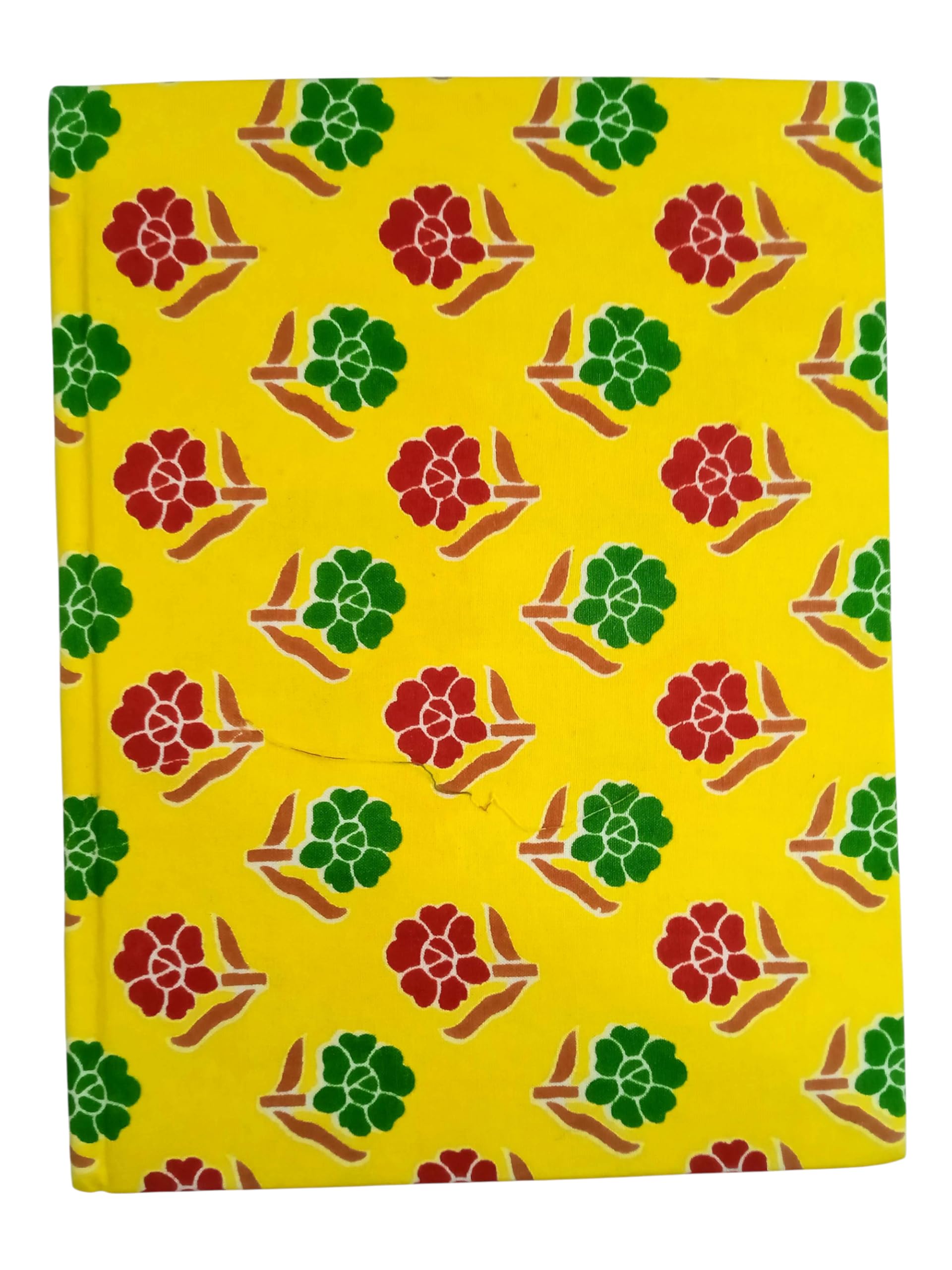 Yellow Handmade Fabric Hardbound Diary Notebook A5 | 200 Unruled Thick Pages | Handcrafted Sketchbook Journal | Portable Travel Diary Gift for Writing, Drawing, Artists, Students