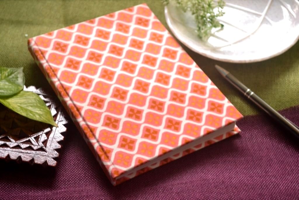 Handmade Block-printed Fabric Cover Doodle Diary Journal, 8 x 6 inches, 200 Pages Notebook, 130 GSM, Water-Resistant, Stain-Resistant Hard Bound
