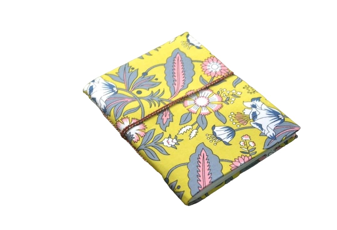 yellow-grey Doodle Diary Notebook Fabric Stitched Gift sketchbook journal A5 Diaries Unruled Thick 200 Pages Handcrafted