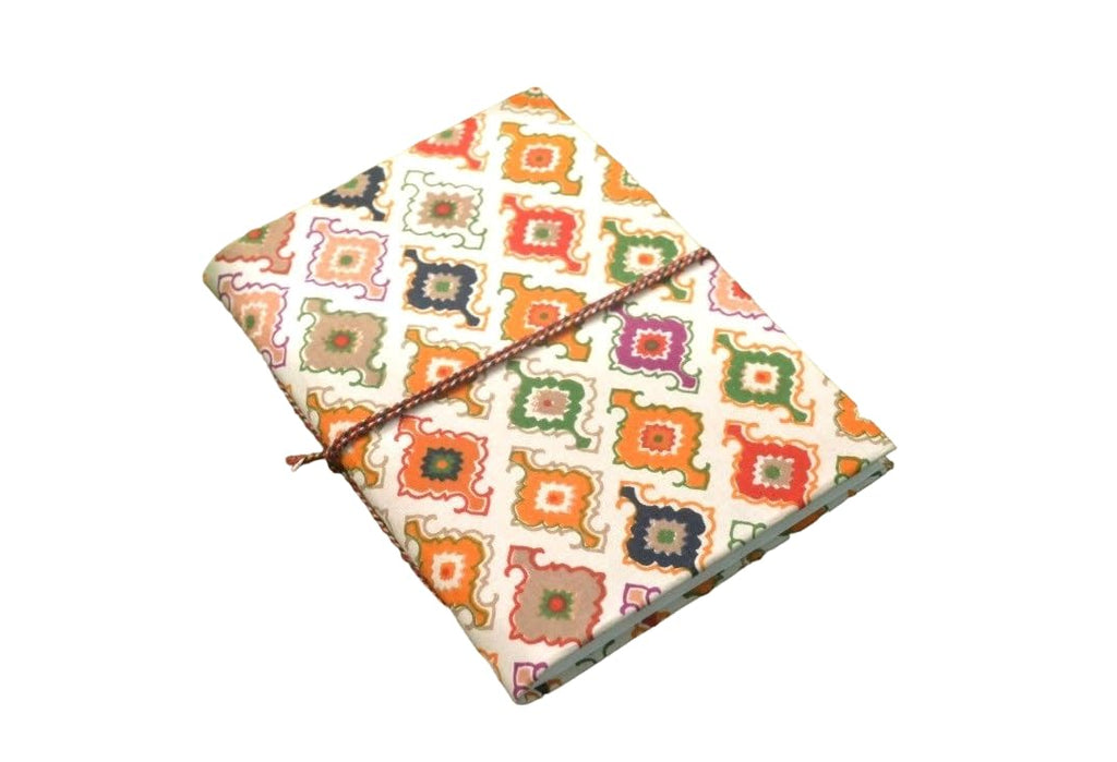 white Doodle Diary Notebook Fabric Stitched Gift sketchbook journal A5 Diaries Unruled Thick 200 Pages Handcrafted