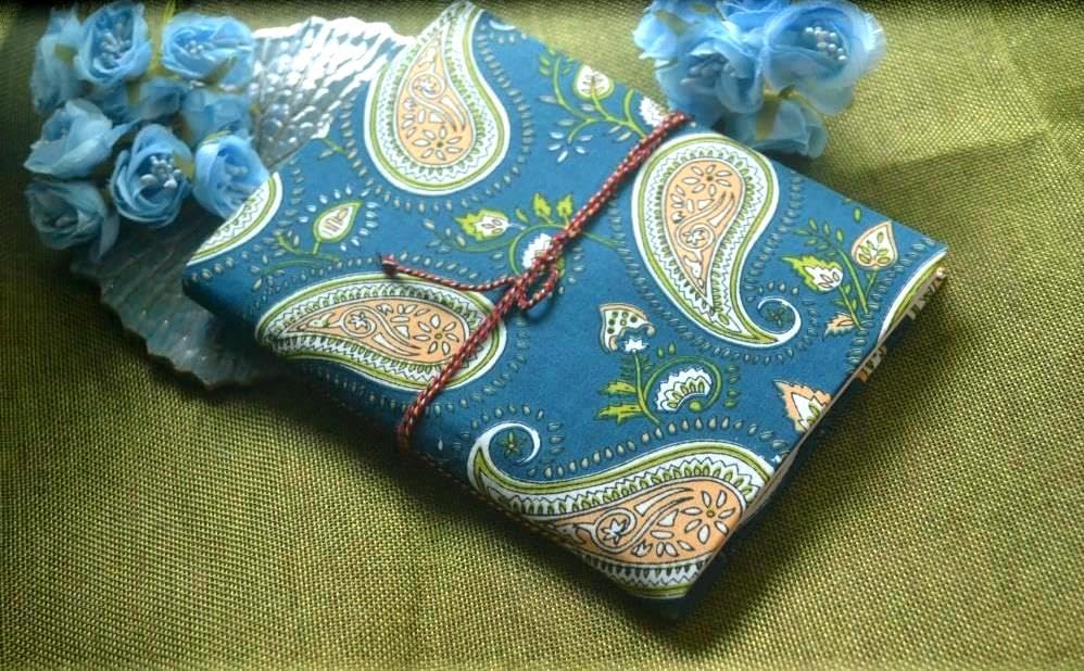 Blue Doodle Diary Notebook Fabric Stitched Gift sketchbook journal A5 Diaries Unruled Thick 200 Pages Handcrafted Drawing Book