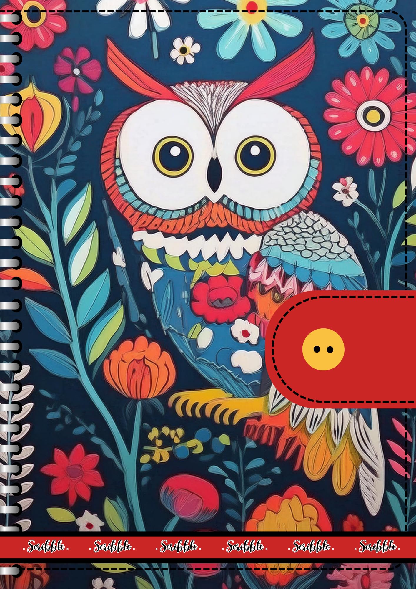 Handcrafted Print Spiral Bound Cartridge Paper Doodle Diary Gift Sketch Book drawing book Doodle Diaries Journal, Hard Cover Red