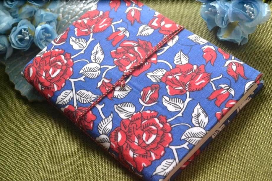 Pink Doodle Diary Notebook Fabric Stitched Gift sketchbook journal A5 Diaries Unruled Thick 200 Pages Handcrafted Drawing Book