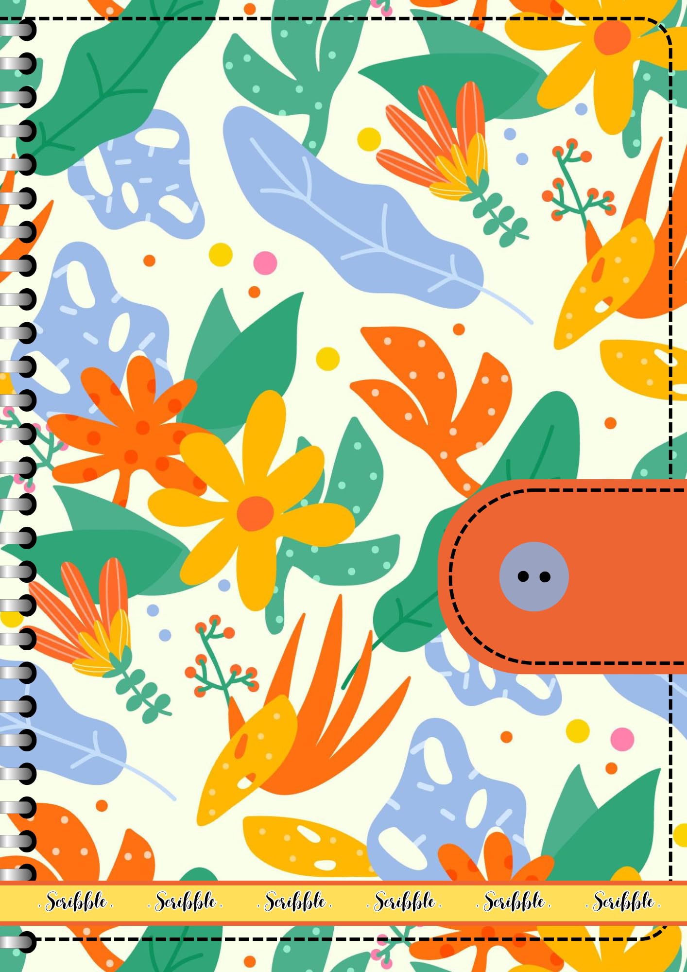 Handcrafted Cartoon Spiral Bound Doodle Diary Journal Gift Sketch Book Diaries, 21cm x 15cm A5, 60 Pages, 155gsm, Hard Cover Green Leaves Print Thick Cartridge Paper