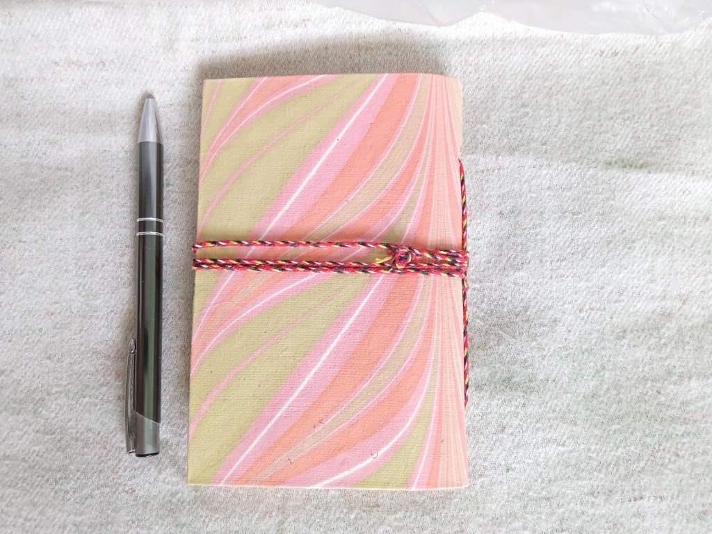 Handmade Marble Texture A6 Diary Notebook | 200 Unruled Thick Pages | Hardcover Sketchbook Journal with Thread Closure | Portable Travel Writing Gift