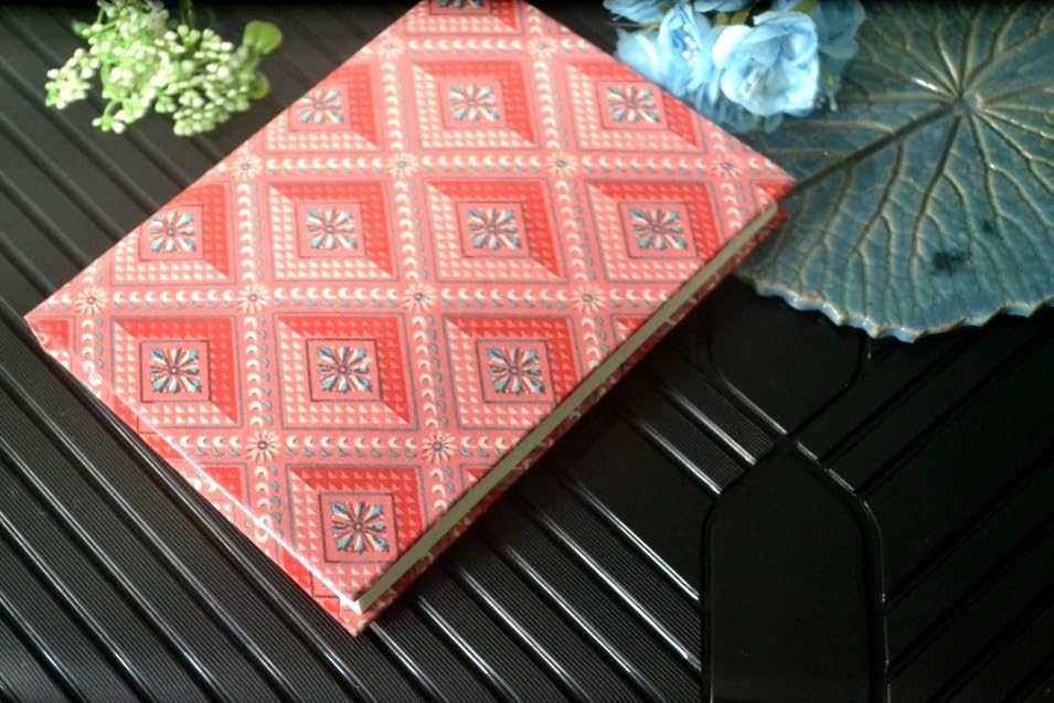 Handmade Pink Flower Block-printed Fabric Cover Doodle Diary Journal, 8 x 6 inches, 200 Pages Notebook, 130 GSM, Water-Resistant, Stain-Resistant Hard-Bound