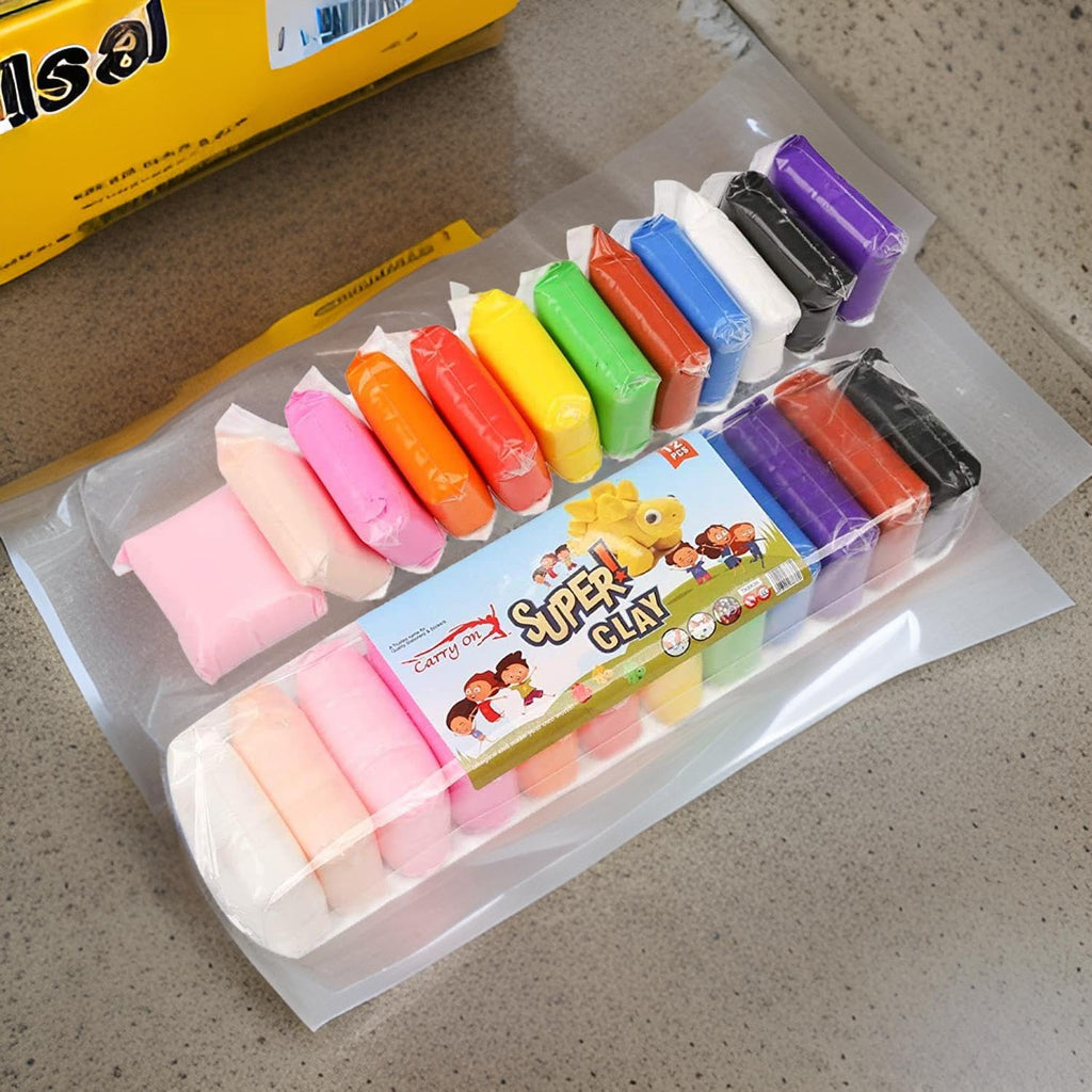Sand Clay Set for Kids – 12 Neon Colors Non-Sticky Air Dry Clay with 3 Carving Tools, Soft & Lightweight Modeling Clay for Arts and Crafts