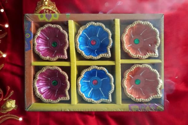Festive Gift Set: A5 Handmade Floral Diary with Designer Fabric Cover & 6-Piece Handcrafted Diya Set – Perfect for Diwali, Celebrations & Home Décor