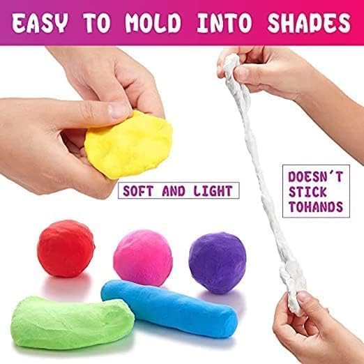 Sand Clay Set for Kids – 12 Neon Colors Non-Sticky Air Dry Clay with 3 Carving Tools, Soft & Lightweight Modeling Clay for Arts and Crafts