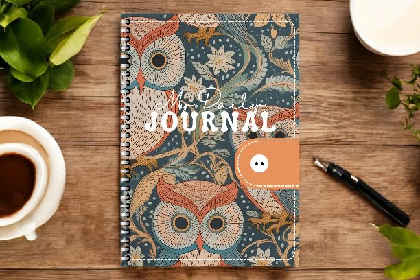 Handcrafted owl Spiral Bound Cartridge Paper Doodle Diary Gift Sketch Book Doodle Diaries Journal, 21cm x 15cm, 60 Pages, 155gsm, Hard Cover