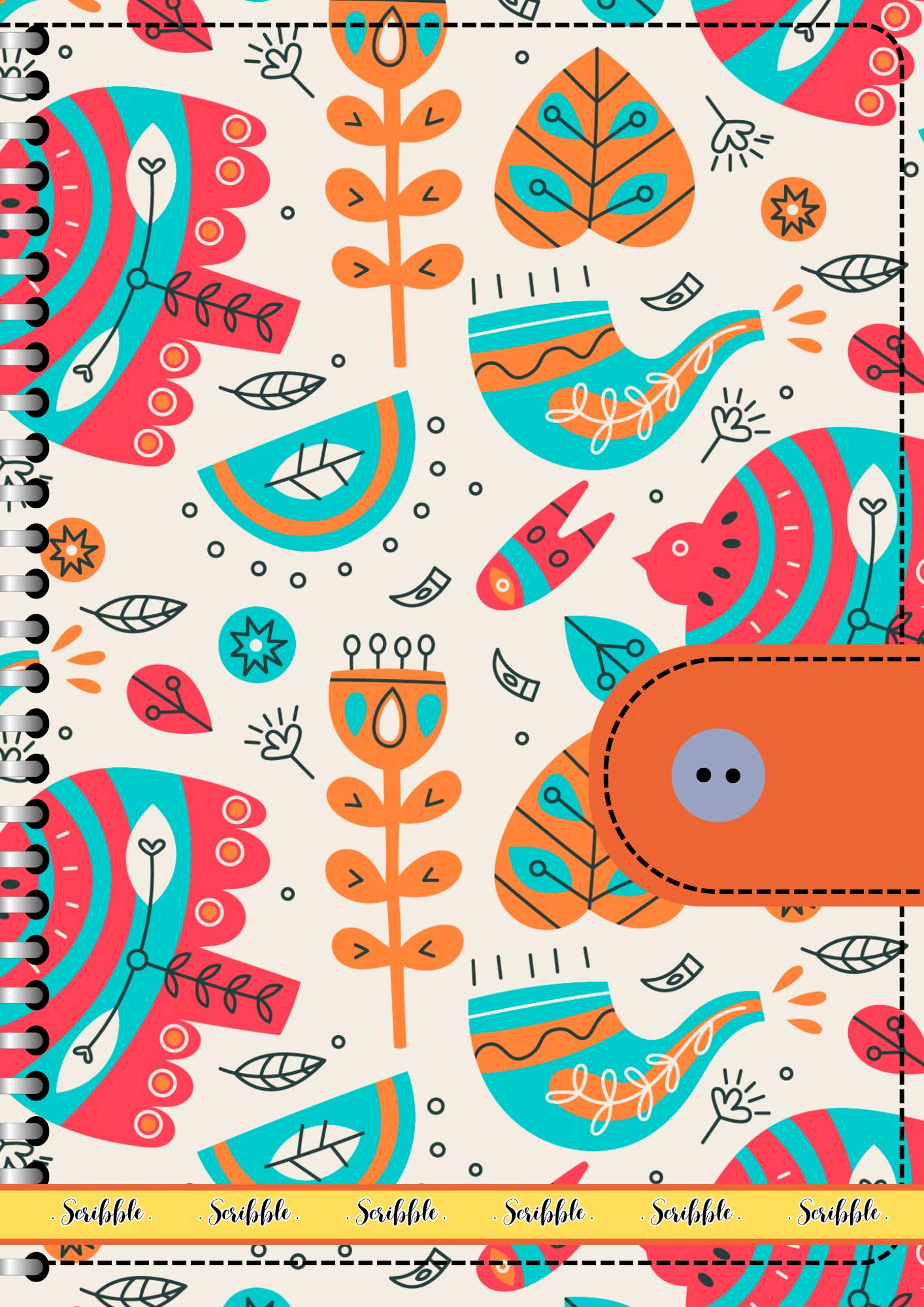 Handcrafted Cartoon Spiral Bound Doodle Diary Journal Gift Sketch Book Diaries, 21cm x 15cm A5, 60 Pages, 155gsm, Hard Cover Leaves Print Thick Cartridge Paper