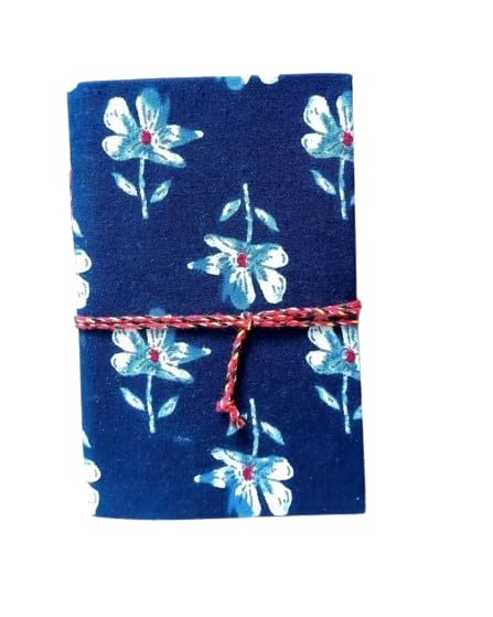 Blue Floral Handmade Fabric Hardcover Diary A6 – 200 Pages, Thread Closure Sketchbook