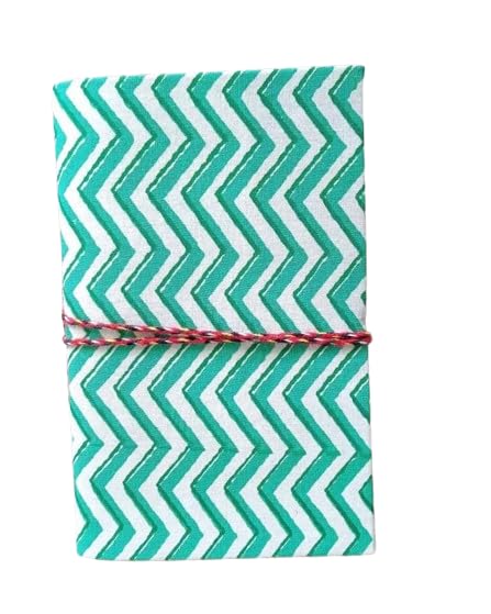 Green Handmade Fabric Hardcover Diary Notebook A6 | 200 Unruled Thick Pages | Handcrafted Sketchbook Journal with Thread Closure | Portable Travel Diary Gift for Writing, Drawing, Artists Students