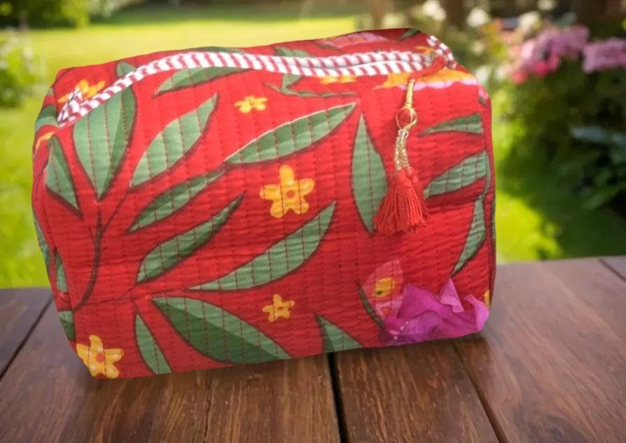 Travel Pouch Red Multi-Purpose Toiletry Organizer, Large Capacity, Durable Fabric, Zipper Closure for Beauty, Stationery, Personal Care – Ideal for Students, Professionals, Artists & Travelers