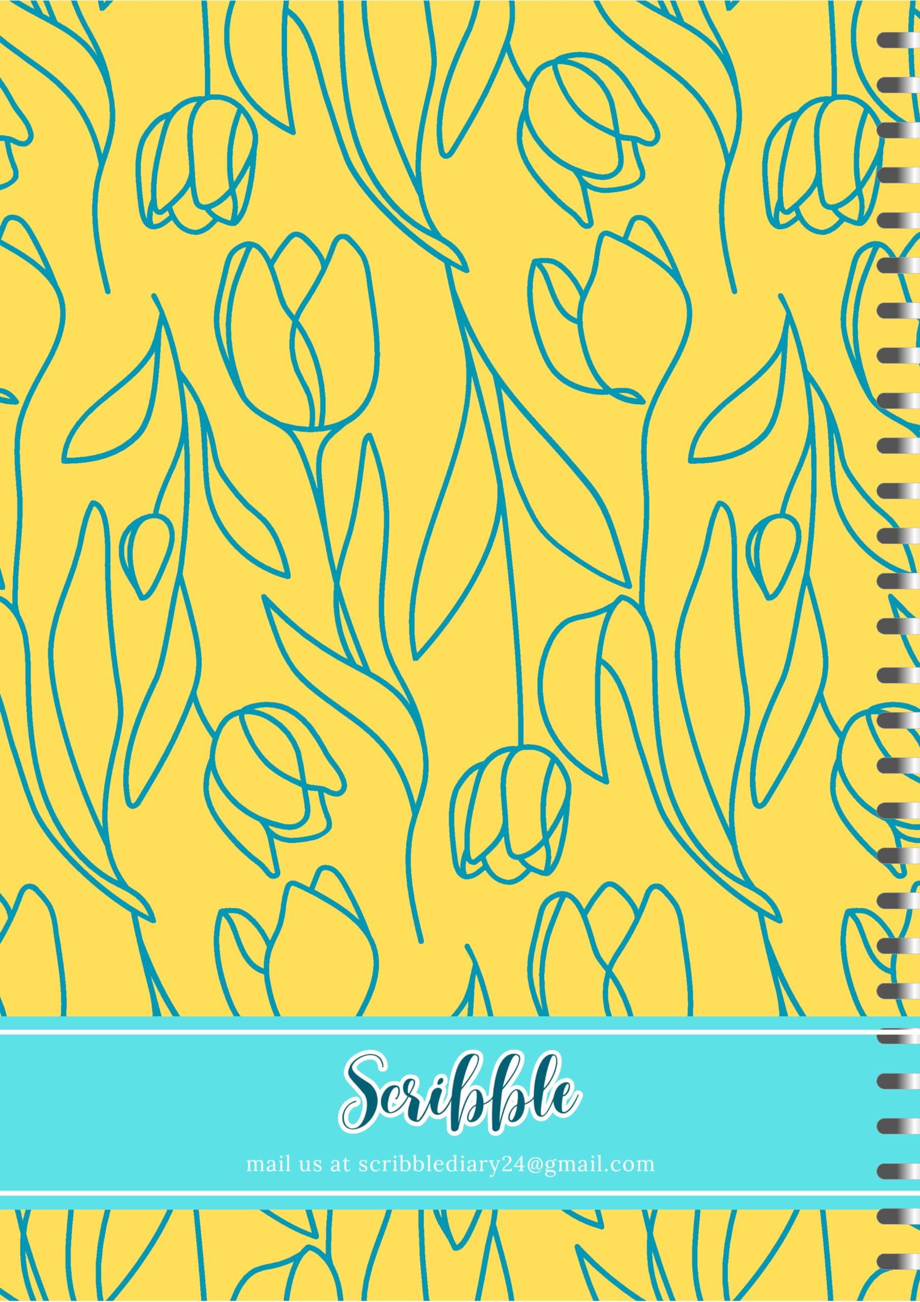 Handcrafted Yellow Spiral Bound Cartridge Paper Doodle Diary Gift Sketch Book Doodle Diaries Journal, 21cm x 15cm, 60 Pages, 155gsm, Hard Cover