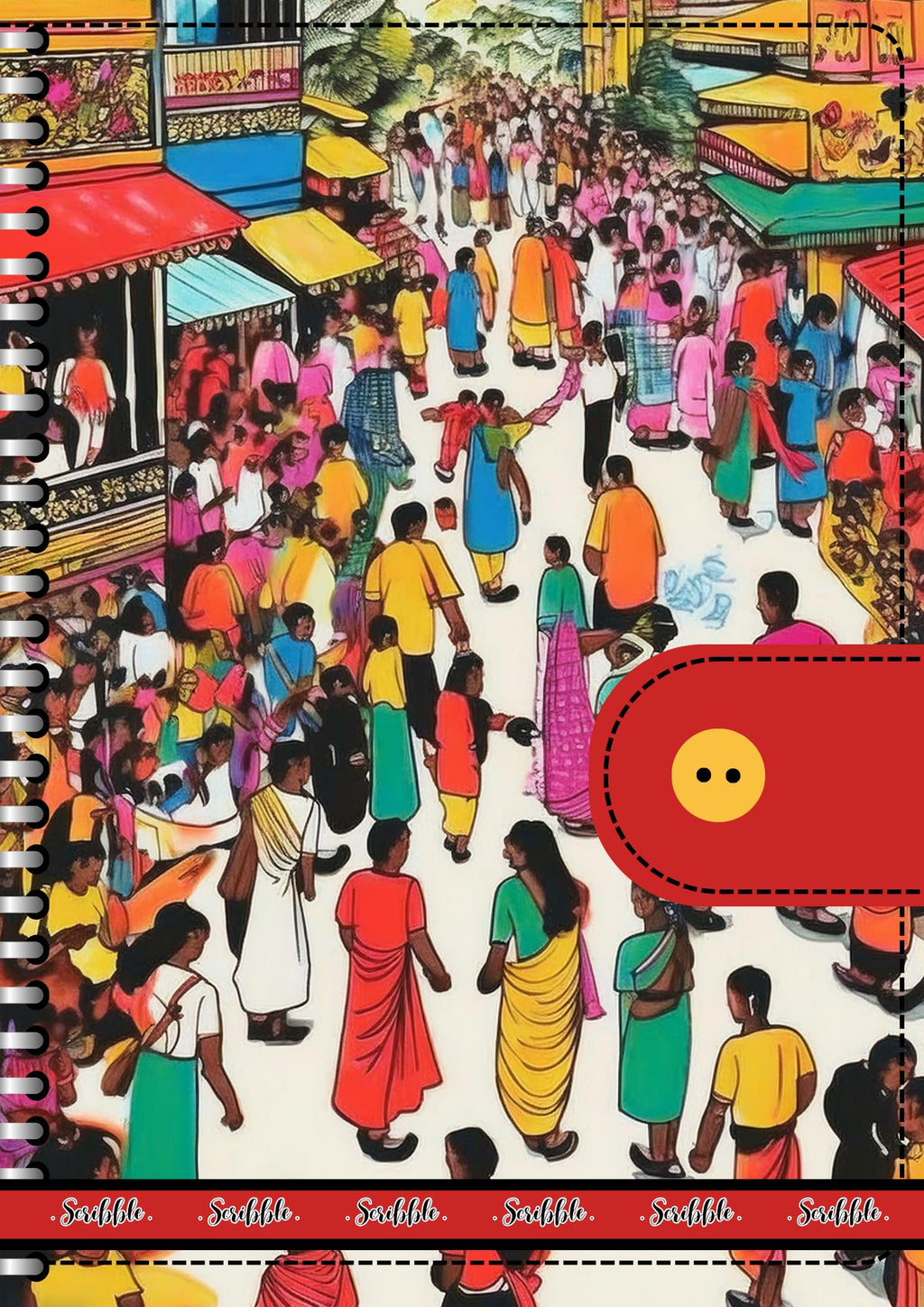 Handcrafted Print Spiral Bound Cartridge Paper Doodle Diary Gift Sketch Book drawing book Doodle Diaries Journal, Hard Cover Crowd print