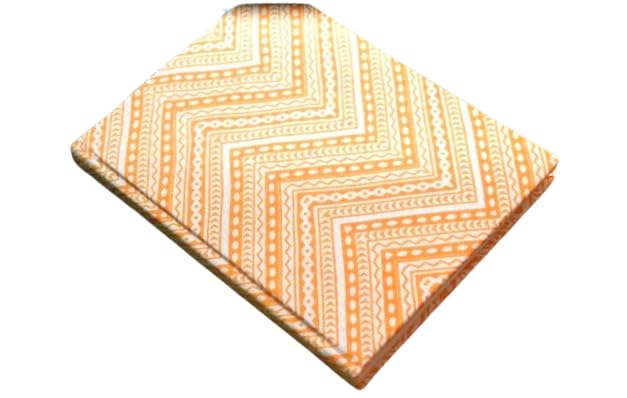 Orange Handmade Block-printed Fabric Cover Doodle Diary Journal, 8 x 6 inches, 200 Pages Notebook, 130 GSM, Water-Resistant, Stain-Resistant Hard-Bound