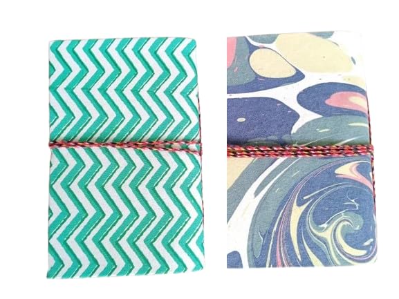 Zig Zag Floral Handmade Fabric Hardcover Diary A6 – 200 Pages, Thread Closure Sketchbook
