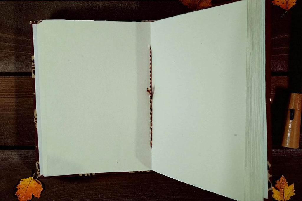 Red Floral Handmade Fabric Hardcover Diary A5 – 200 Pages, Thread Closure Sketchbook