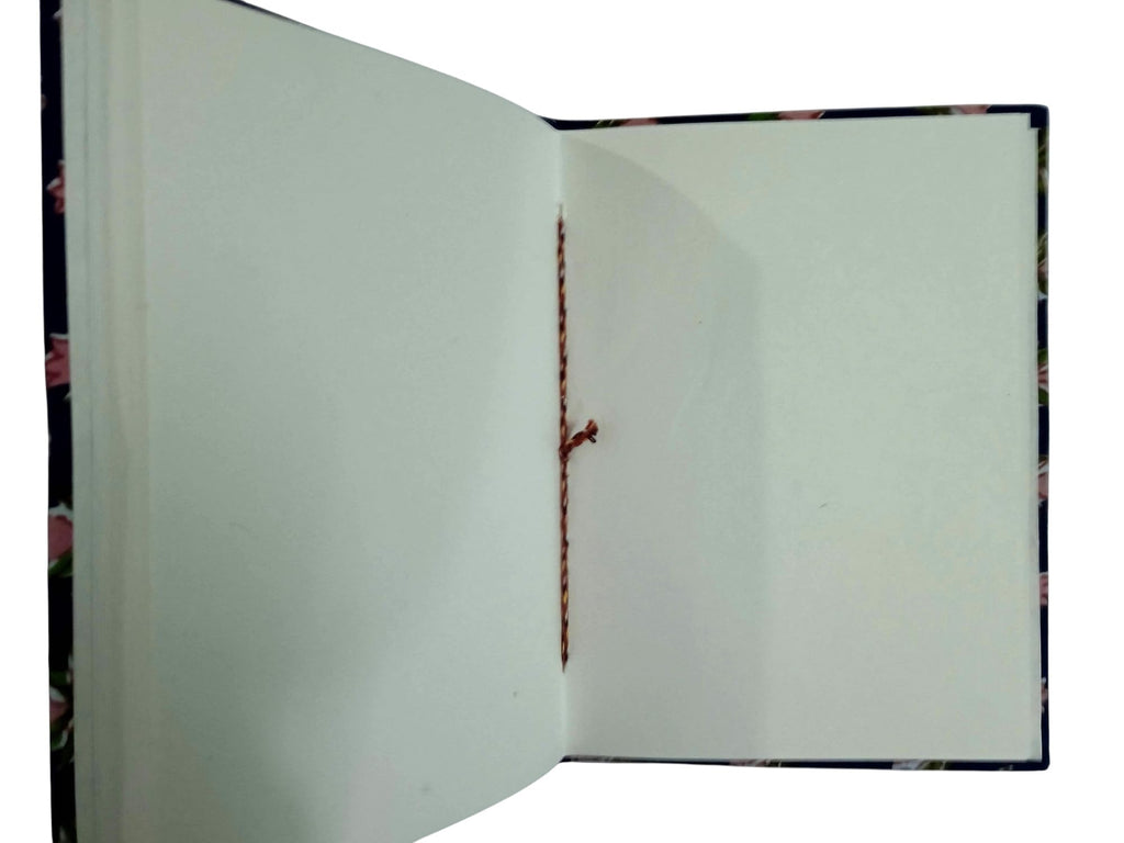 Floral Handmade Fabric Hardcover Diary A5 | 200 Unruled Thick Pages | Handcrafted Sketchbook Journal with Thread Closure | Travel Gift for Writing, Drawing, Artists, Students – Pink Blue Tulip