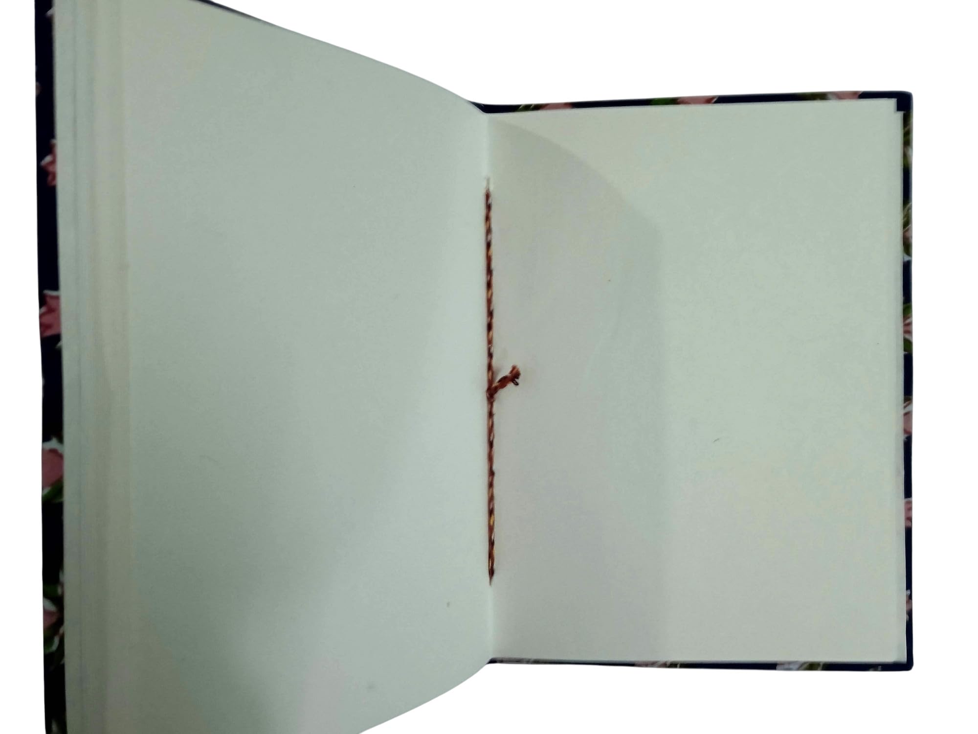 Floral Handmade Fabric Hardcover Diary A5 | 200 Unruled Thick Pages | Handcrafted Sketchbook Journal with Thread Closure | Travel Gift for Writing, Drawing, Artists, Students – Pink Blue Tulip