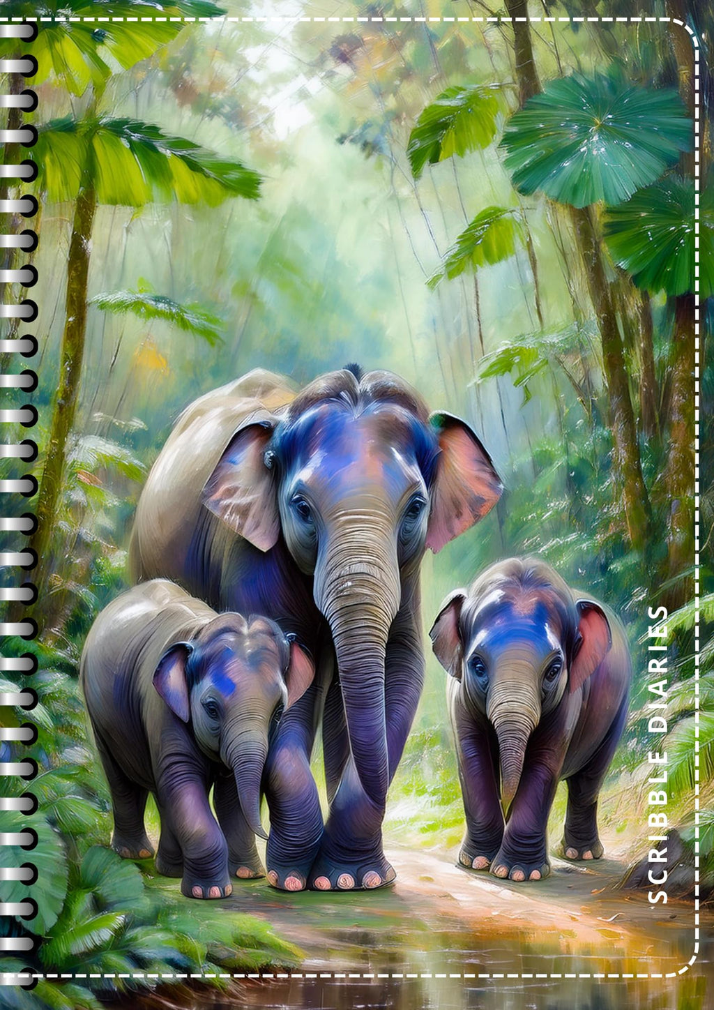 Handcrafted Print Spiral Bound Cartridge Paper Doodle Diary Gift Sketch Book drawing book Doodle Diaries Journal, Hard Cover elephant print