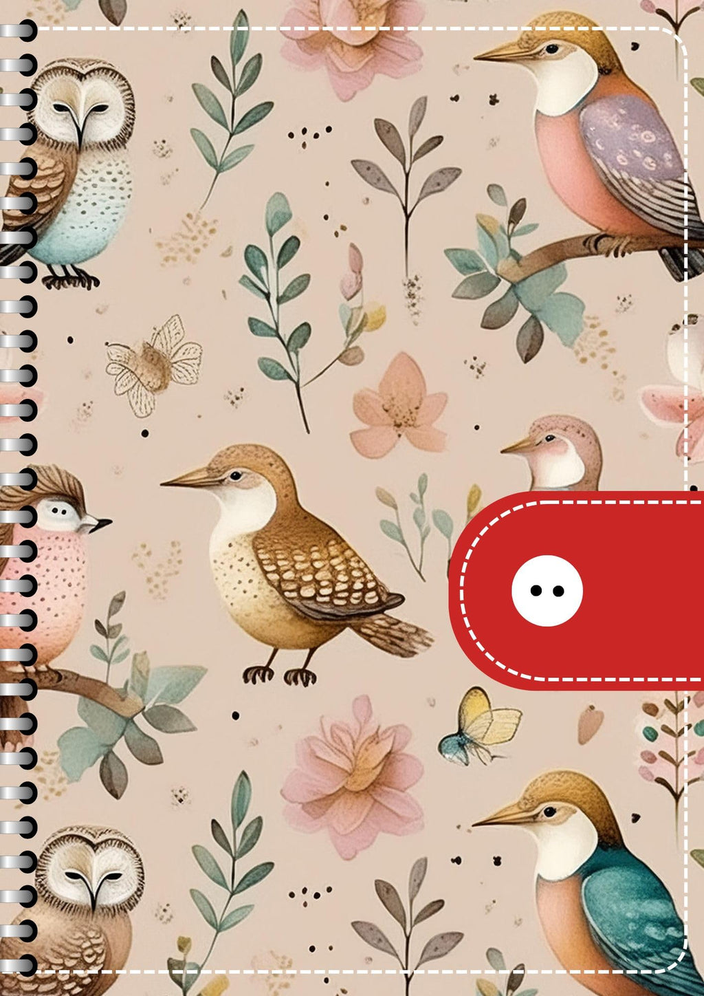 Handcrafted bird Spiral Bound Cartridge Paper Doodle Diary Gift Sketch Book Doodle Diaries Journal, 21cm x 15cm, 60 Pages, 155gsm, Hard Cover