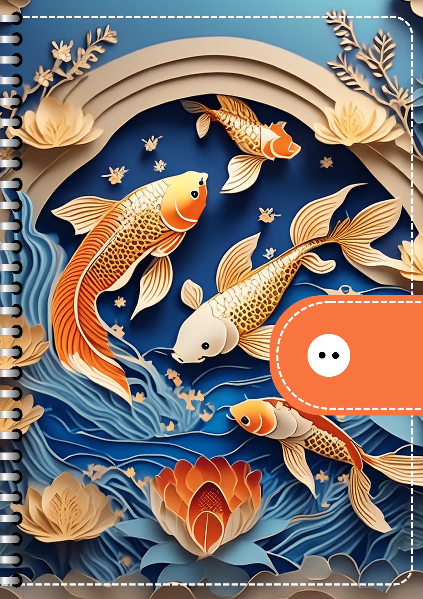 Handcrafted fish Spiral Bound Cartridge Paper Doodle Diary Gift Sketch Book Doodle Diaries Journal, 21cm x 15cm, 60 Pages, 155gsm, Hard Cover