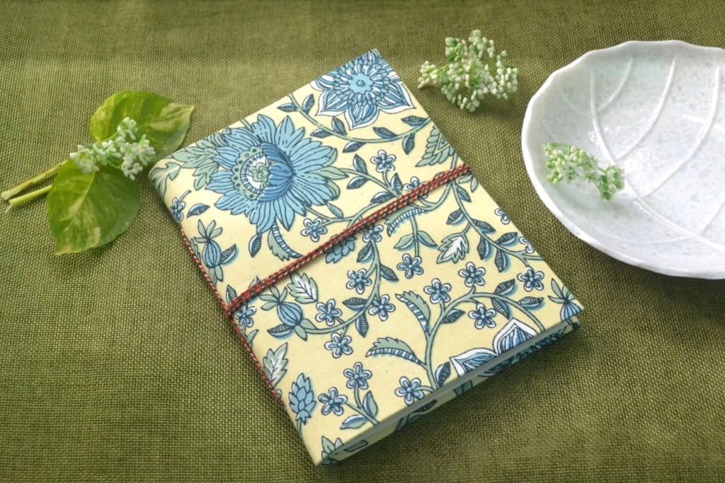 yellow-blue Doodle Diary Notebook Fabric Stitched Gift sketchbook journal A5 Diaries Unruled Thick 200 Pages Handcrafted