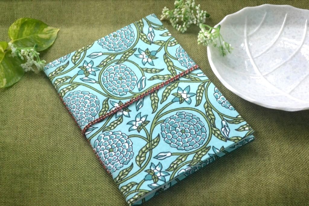 cyan-green Doodle Diary Notebook Fabric Stitched Gift sketchbook journal A5 Diaries Unruled Thick 200 Pages Handcrafted