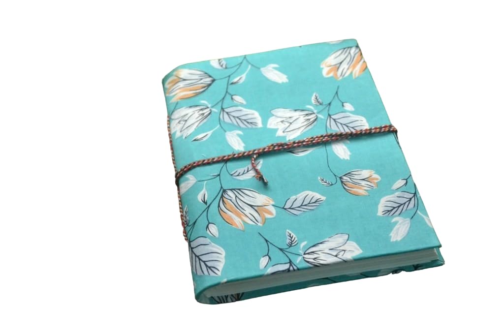 cyan Doodle Diary Notebook Fabric Stitched Gift sketchbook journal A5 Diaries Unruled Thick 200 Pages Handcrafted