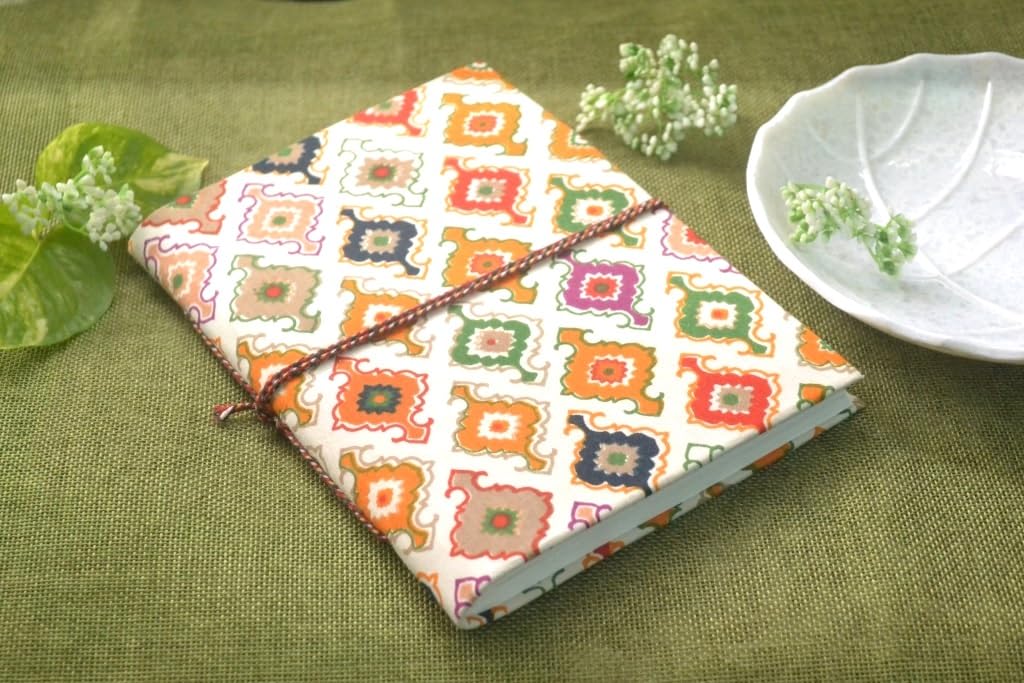 white Doodle Diary Notebook Fabric Stitched Gift sketchbook journal A5 Diaries Unruled Thick 200 Pages Handcrafted