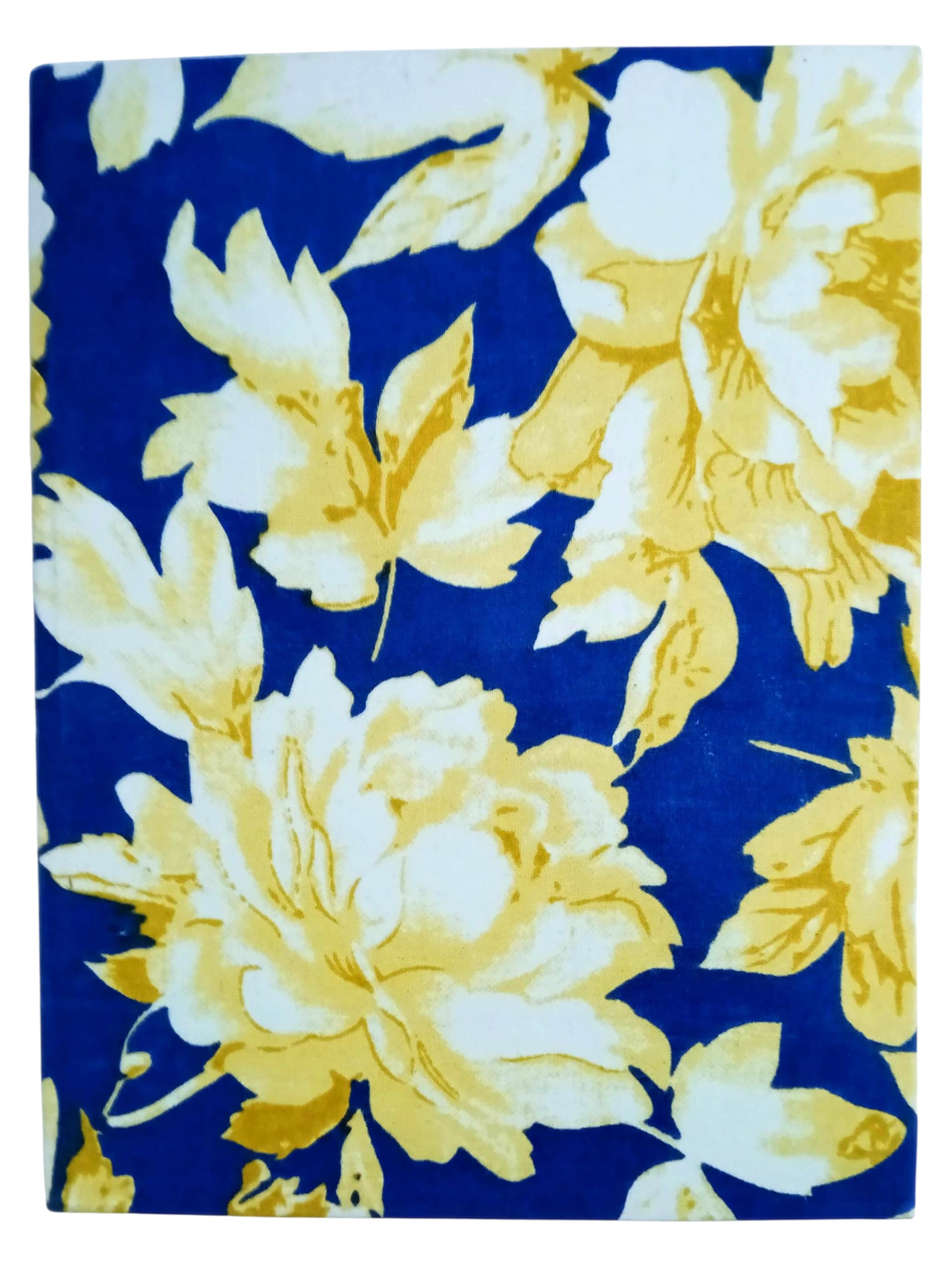 Blue Marigold Handmade Fabric Hardbound Diary Notebook A5 | 200 Unruled Thick Pages | Handcrafted Sketchbook Journal | Portable Travel Diary Gift for Writing, Drawing, Artists, Students