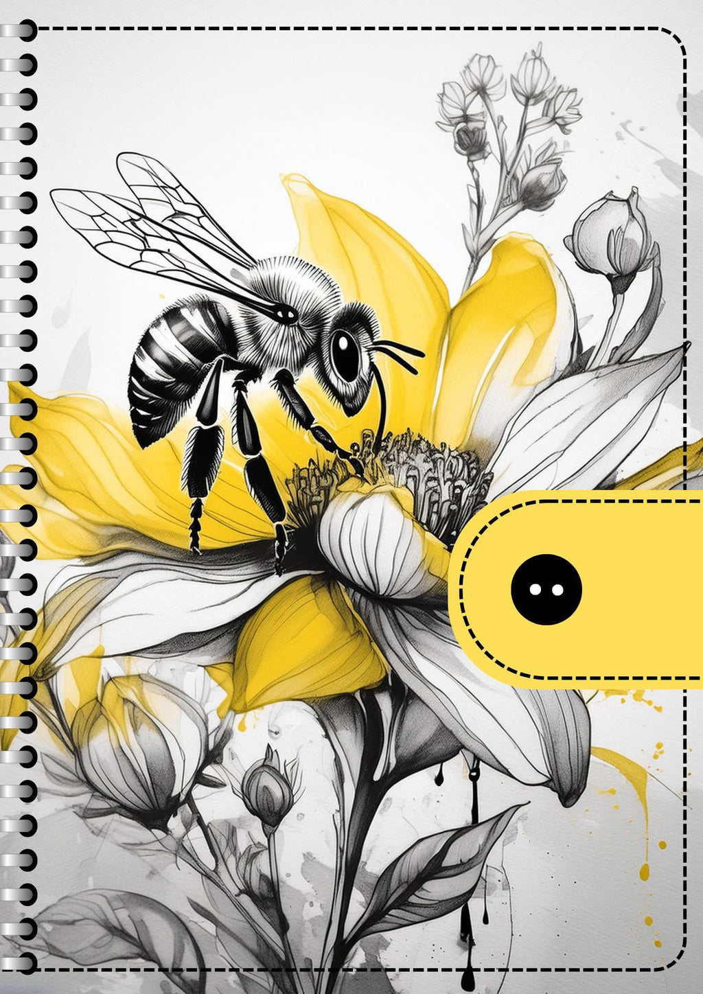 Handcrafted Honey Bee Spiral Bound Cartridge Paper Doodle Diary Gift Sketch Book Doodle Diaries Journal, 21cm x 15cm, 60 Pages, 155gsm, Hard Cover