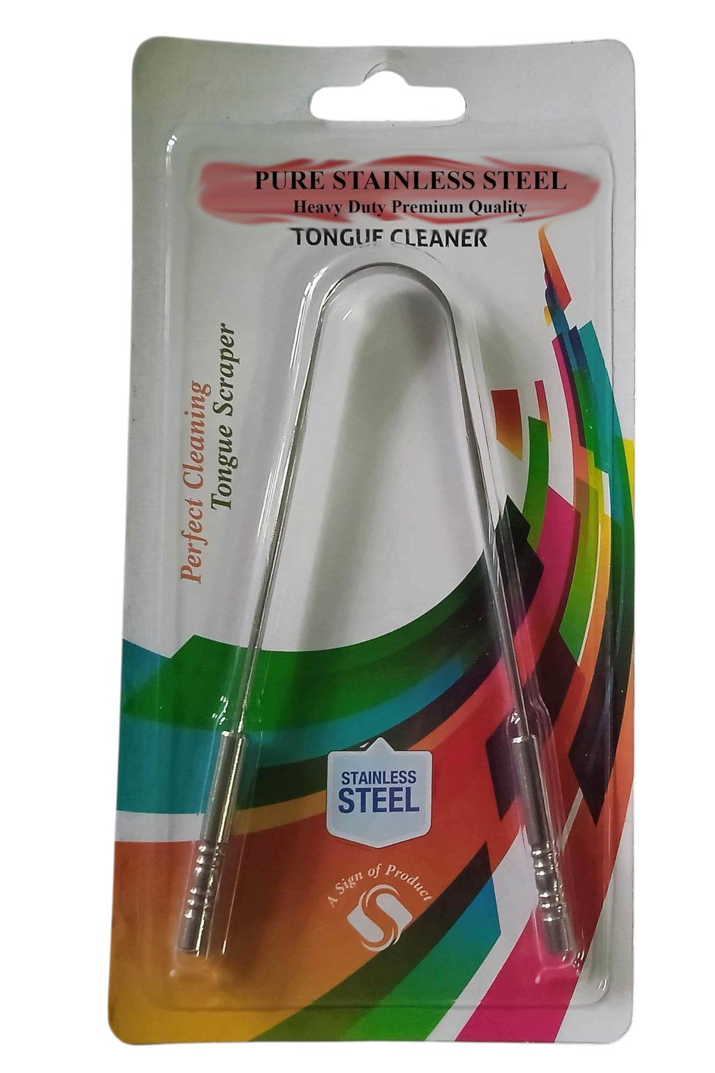 100% Stainless Steel Tongue Cleaner for Adults & Kids | Heavy Duty Tongue Scraper for Fresh Breath & Oral Hygiene | Rust-Proof, Reusable, Easy to Clean | 1 Pc