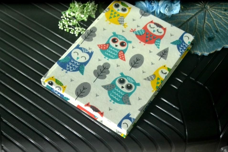 Handmade Owl Block-printed Fabric Cover Doodle Diary Journal, 8 x 6 inches, 200 Pages Notebook, 130 GSM, Water-Resistant, Stain-Resistant Hard-Bound