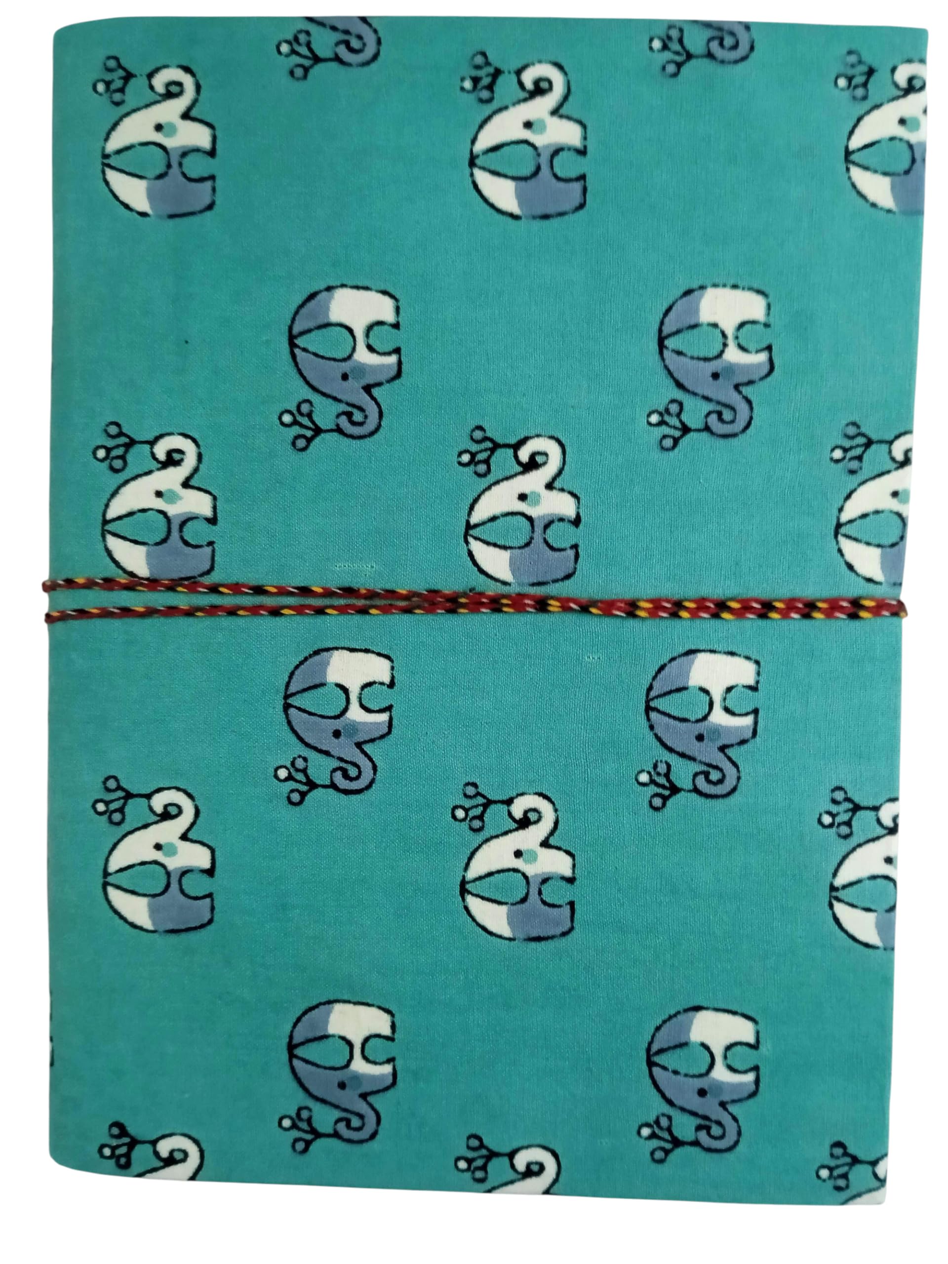 Handmade Fabric Hardcover Diary A5 – 200 Pages, Thread Closure Sketchbook with Baby Elephant Design